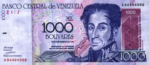 Billete de 1000 Bolivares de septiembre 1998 anverso.jpg